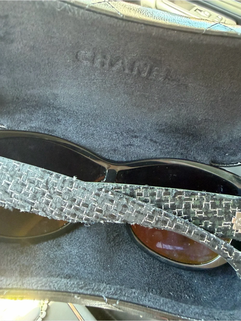 CHANEL Black Oversized Shield Sunglasses